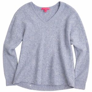 Lilly Pulitzer Gray V-Neck Sweater | Soft Knit Pullover | Size S